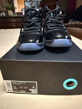 Jordan Black with Icy Blue Soles Youth Sneakers
